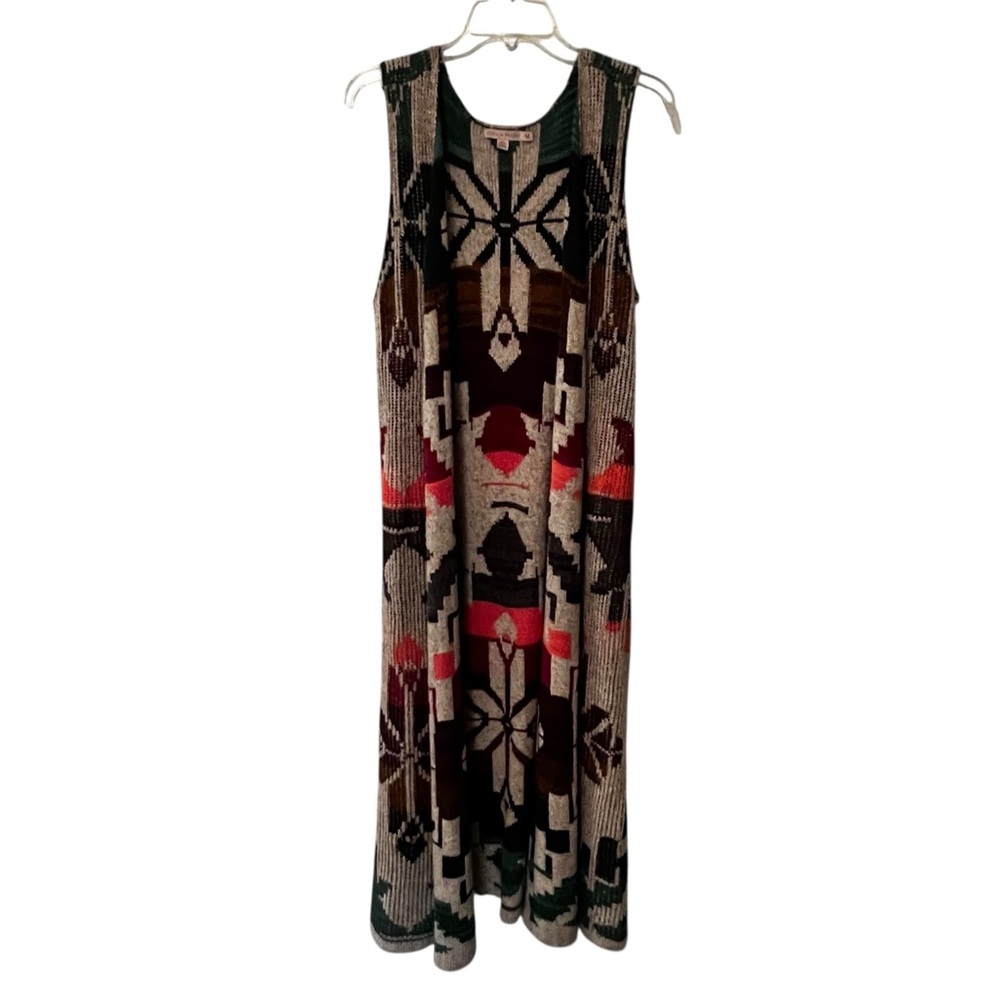 Anthropologie Cecilia Prado Open Front Long Sweater Vest Cardigan M Boho knit - Picture 7 of 16